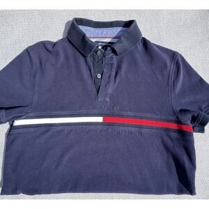 Tommy Hilfiger Polo Shirt Flag Logo: Colorblock Vintage 90s Medium